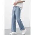 thumbnail image 2 of Pantalones de traje masculino de enfriamiento rectos de seda de hielo 9 pantalones de verano para hombre recortados Spandex ropa de estilo coreano vestido elegante moda arriba, 2 of 4