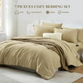 thumbnail image 2 of King Size Comforter Set- 7 Pieces Soft Taupe Bed in a Bag with Fitted Sheet, Flat Sheet, 2 Pillow Shams, and 2 Pillowcases- Khaki King Bedding Set for All Season, 2 of 14