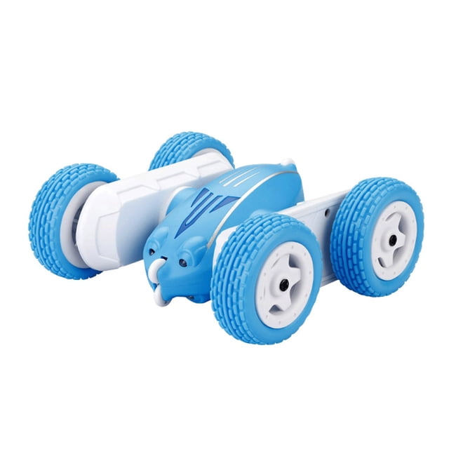 SIYTUAU Childrens Rollover Stunt Remote Control Car With Double Sided Driving Off Road Rechargeable Racing Blue Color Plastic Construction Play Toy Vehicle Set Blue