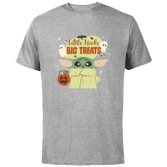 Star Wars Grogu Halloween Little Tricks Big Treats - Short Sleeve Cotton T-Shirt for Adults - Customized-Athletic Heather