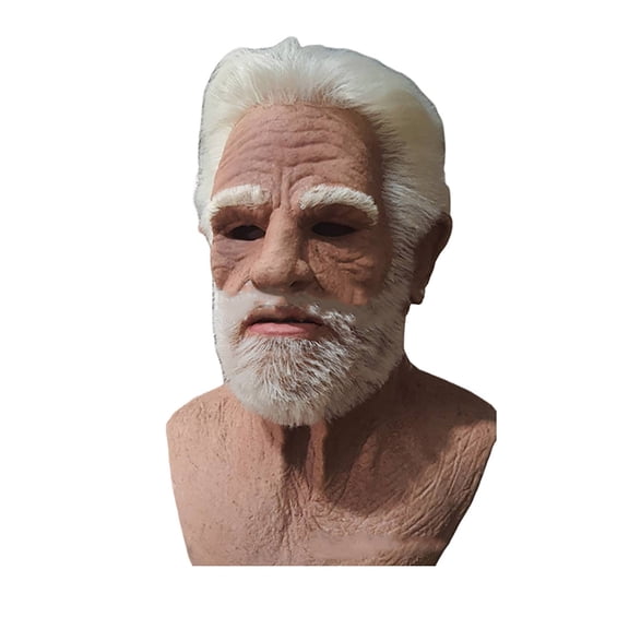 Halloween Decorations Outdoor Toy Realistic Man Headgear for Adults Halloween Scary Latex Grandpa Face for Party Masquerade