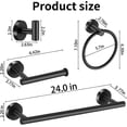 thumbnail image 2 of Bathroom Hardware Set Matte Black, 10 Pieces Bathroom Accessories Set Includes Includes 2 Packs 24 Inch Towel Bar, Towel Ring, Toilet Holder and 4 Packs Towel Hooks, 2 of 13