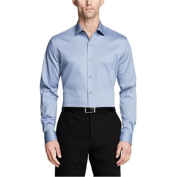 Van Heusen Men's Dress Shirt Regular Fit Stain Shield Stretch Blue 15-15.5 32-33