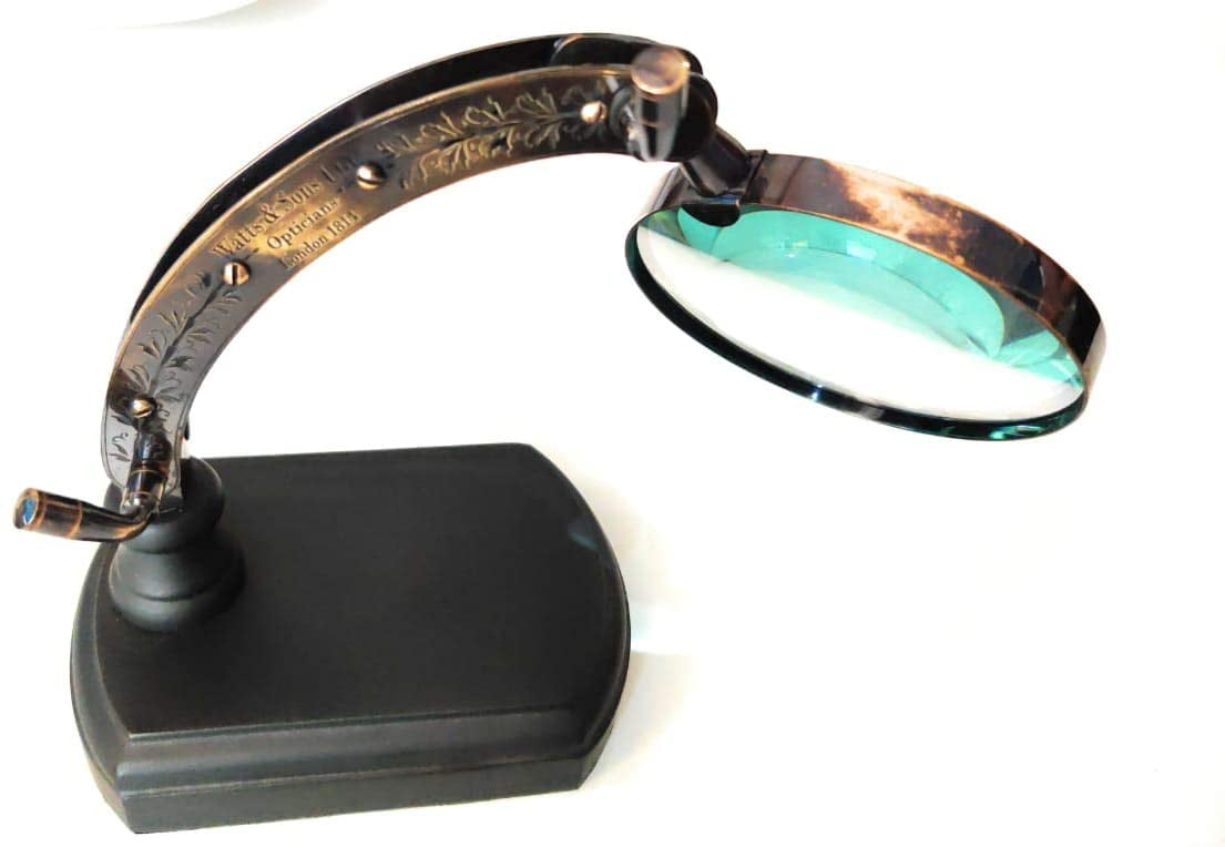 Magnifying Glass Vintage Adjustable Stand Magnifier Solid Brass Desktop Gifts 