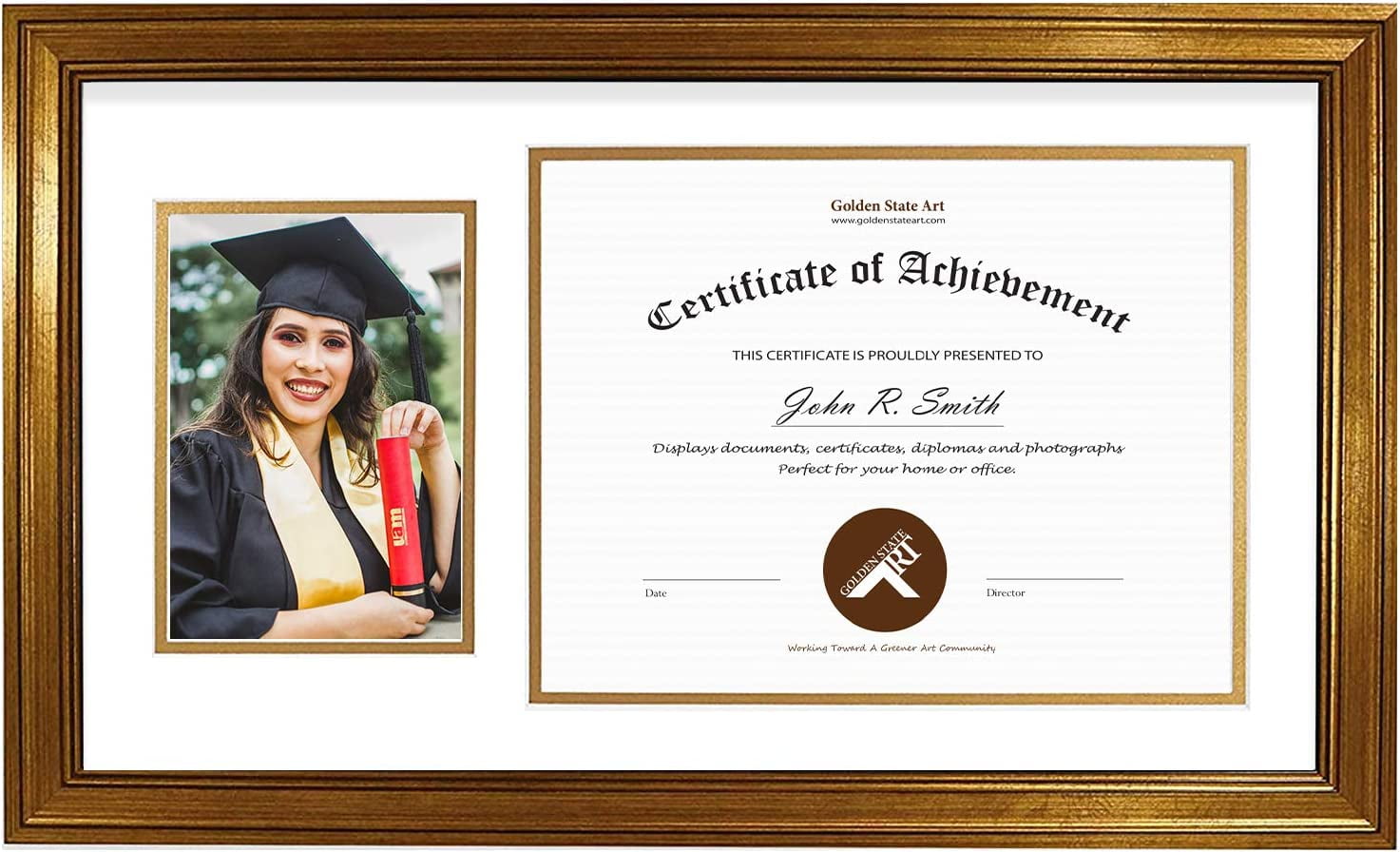 , 11x19.5 Frame for 8.5x11 Diploma/Certificate & 5x7 Picture, Sawtooth