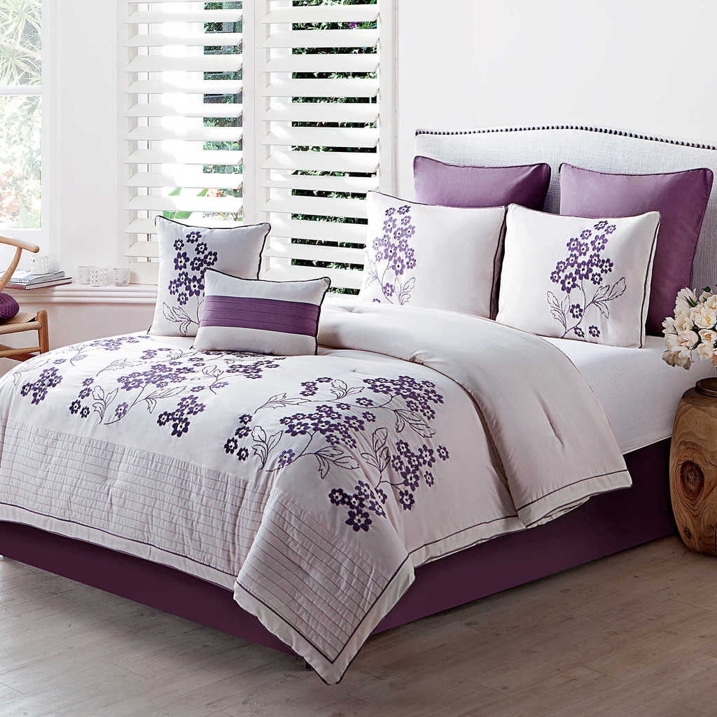 AUROSA 8PC Comforter Set Queen Plum