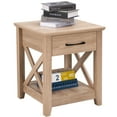 thumbnail image 6 of Prilinex Natural Wood Nightstand  with Drawers and Storage Shelves, Space Saving End Table  for Bedrooms, Living Rooms, 20"W x 20"D x 24"H, Natural, Set of 2, 6 of 8