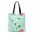 thumbnail image 1 of NUDECOR Toile Fourre-Tout Bleu Course Géométrique Moderne Abstrait Coloré Architecture Artistique Noir Durable Réutilisable Sac d'Épicerie Épaule, 1 of 1