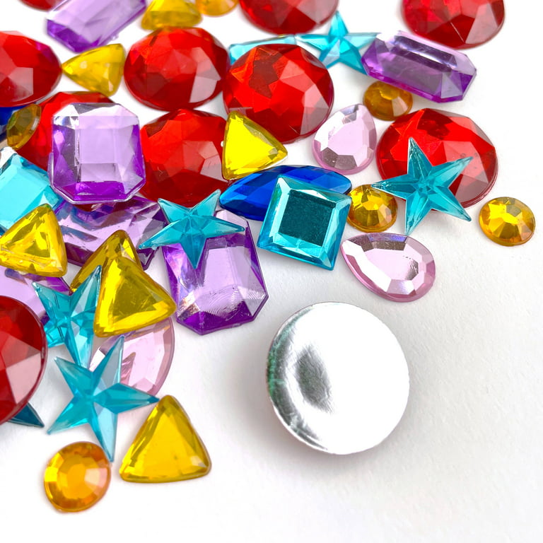 Hello Hobby Flat Back Rhinestones, Loose Gemstones - Assorted Shapes and Colors - 0.7 oz