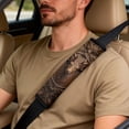 thumbnail image 5 of Xixirimido Hunting Deer Brown Print Car Seat Protection Set 5 Pieces Breathable PU Leather Front Seat Covers with Seat Belt and Console Covers Universal Fits Most Cars, 5 of 8