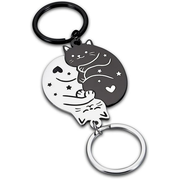 Valentines Day Gifts for Boyfriend Girlfriend Matching Keychain Best Friend Anniversary Wedding Gifts for Him Her Husband Wife Fiancée Cat Lover Matching Couples Stuff Birthday Gift Valentines