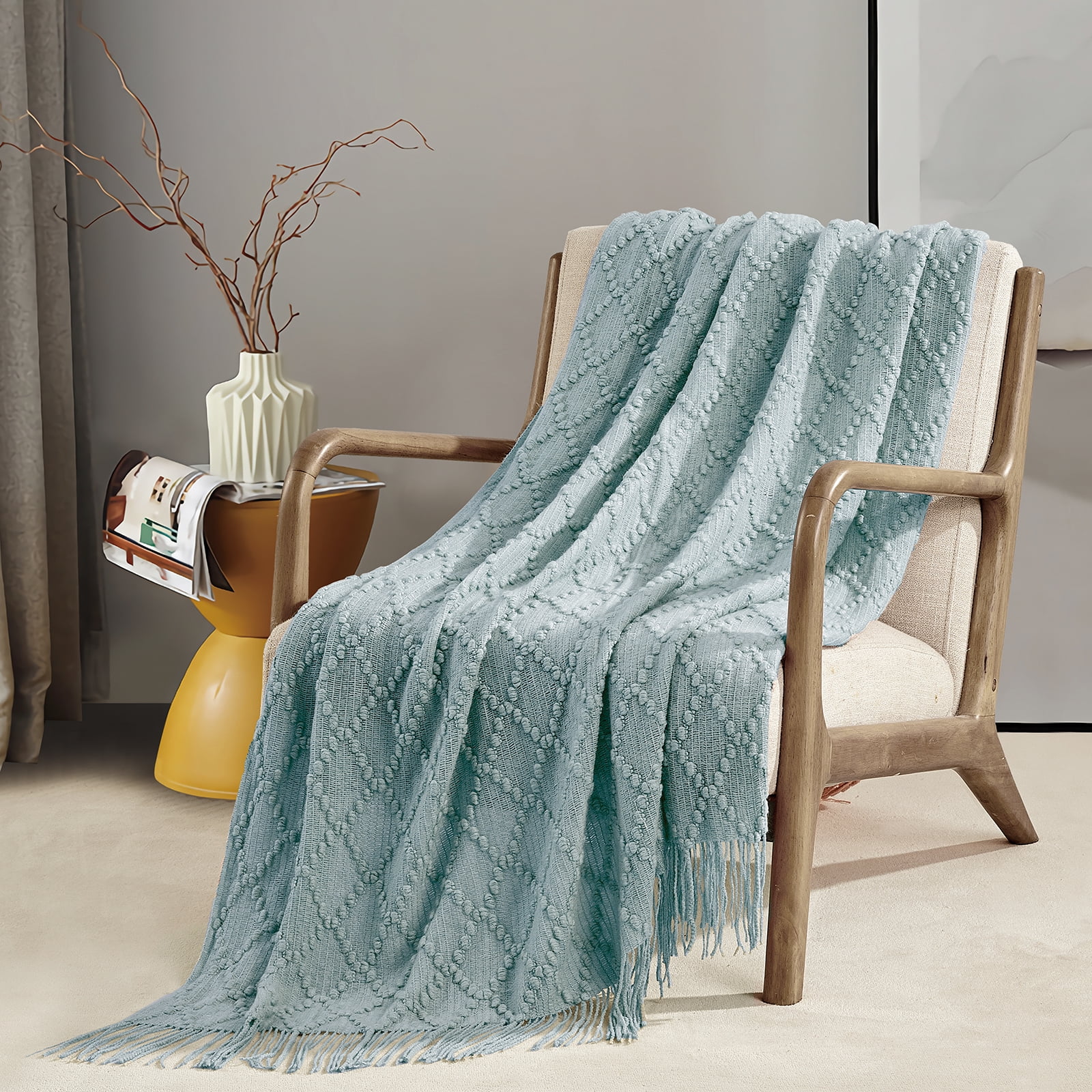 Bourina Plaid Texturé Uni Doux, Idéal pour Canapé Ou Lit. Couverture ...