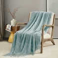 thumbnail image 1 of Bourina Rhombus Throw Blanket,Textured Solid Soft Throws for Sofa or Bed Knitted Decorative 50*70 inches,Aqua for Adults, 1 of 6