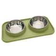 thumbnail image 1 of Stainless Steel Double Dog Food Bowls with Non-Spill Plastic Mat, 1 of 5