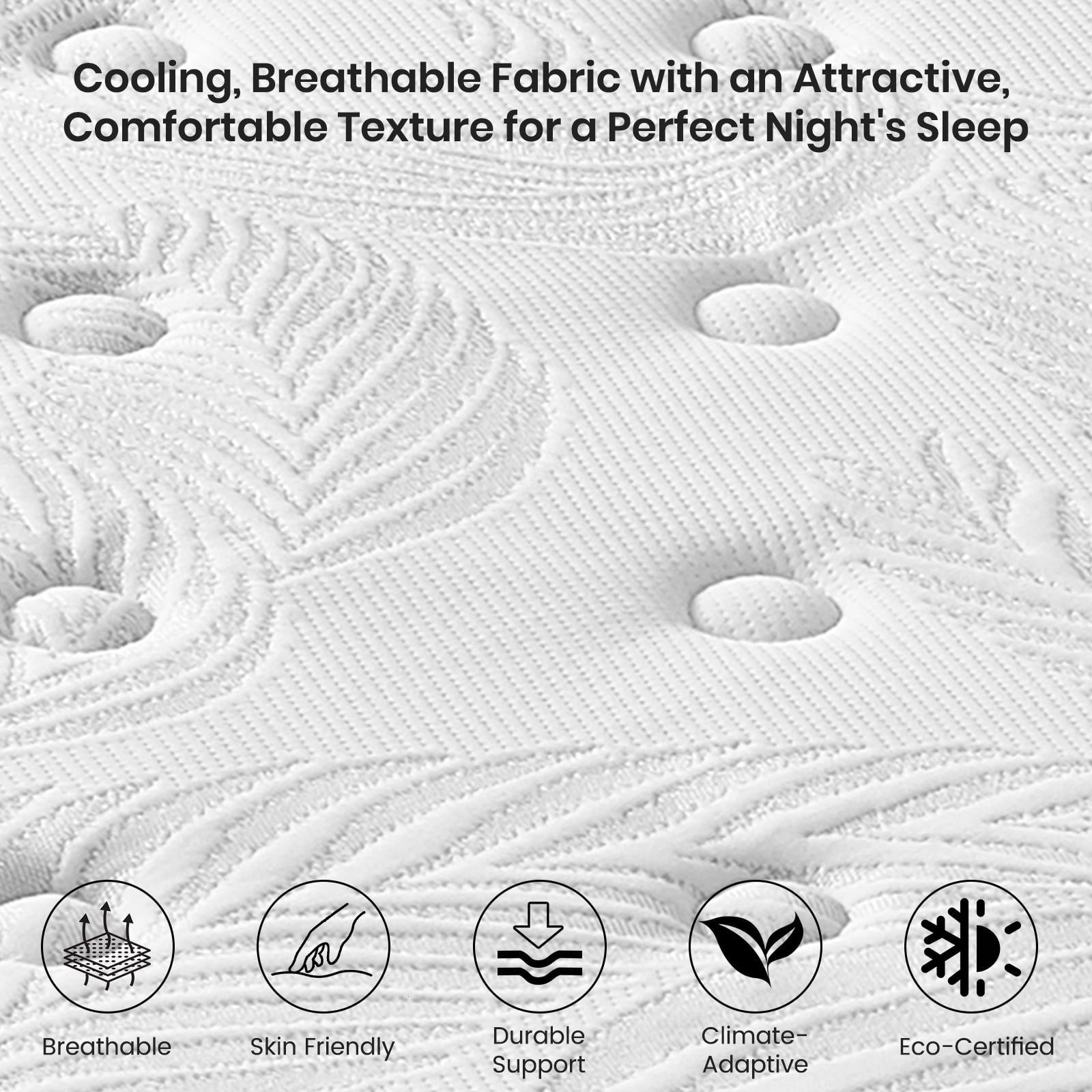 Twin Mattress, KOW 14 inch Twin Size Memory Foam Hybrid Mattress in a Box, Medium