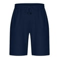 thumbnail image 4 of HOOMEUMY Men's Basic Fleece Sweatpants Shorts Drawstring Elastic Waist Gym Workout Shorts with Pockets Blue M, 4 of 5