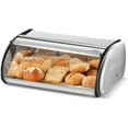thumbnail image 3 of Stainless Steel Roll Top Bread Box for Kitchen Counter, Large Capacity Silver Bread Storage Holder with Lid, 3 of 7