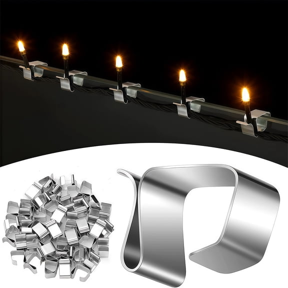 100 Pack Versatile Metal Clips For Hanging Outdoor Decorative Lights