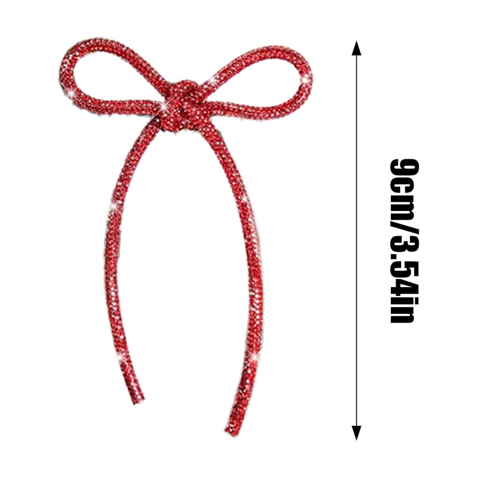 6 Pcs Christmas Bows Ornaments, 3x3.5 Inch Sparkly Glitter Rhinestone Bow, Christmas Hanging Decor for Xmas Tree Wreath Garland Weeding Card Gift Wrapping