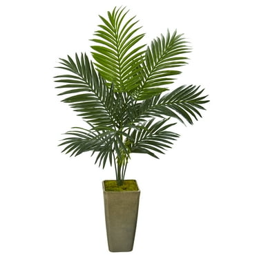 Nearly Natural 50in. Kentia Artificial Palm Tree in Green Planter