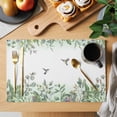 thumbnail image 2 of Placemat Set of 6 Green Flowers Floral Bird Placemats for Dining Table Leaves Plant Washable Table Mats for Kitchen and Party Decor Indoor & Outdoor Use, 2 of 8