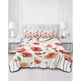 thumbnail image 2 of Quilts Twin-XL Size Bedding Set, Red Poppy Lightweight Quilted Comforter, Spring Summer Flowers Botanical Watercolor Soft Reversible Bedspread Coverlet with Pillow Covers for All Season, 68" x 98", 2 of 7
