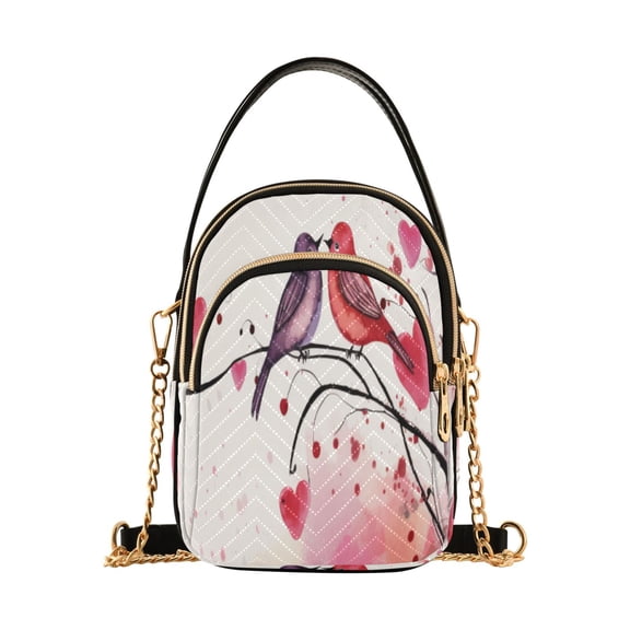 ALAZA Chain Crossbody Bags for Women Birds Hearts on Tree Shoulder Handbag Phone Purse