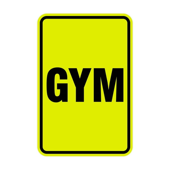 Portrait Round Gym Sign (Yellow / Black) - Large 6" x 8"