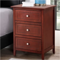 JERFIT Transitional Cherry Nightstand with 3 Drawers, Bedside Table with Wood Grain Finish for Bedroom