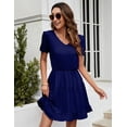 thumbnail image 6 of GymChoice Women's Casual Summer Tiered Midi Dress,Short Sleeve V Neck Babydoll Ruffle Dress, 6 of 8