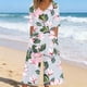 thumbnail image 3 of Pantalones de Vestido Casual para Mujeres Impresión Floral de Manga Corta con Cuello en V Cremallera Lateral de Bolsillo Pantalones de Sudadera para Primavera Verano Casual Diario, 3 of 5