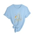 thumbnail image 4 of Women Summer Tops Womens Spring Summer Printed Short Sleeve O Neck T Shirt Top Tunic Women Exercise Tees Womens Athletic Long Sleeve Shirt Light Weight Long Tees Western Yoga V Neck Tee Blue 2XL, 4 of 5