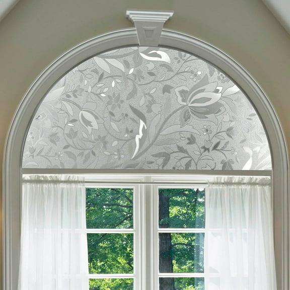 Autotech Park Floral window shade in 20 inches diameter, compatible with Arched Window