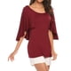 thumbnail image 5 of Guardurnaity Mujer Camiseta Volantes Campana Manga Cuello Túnica Casual Top Prendas para la parte del cuerpo Vino rojo L, 5 of 6