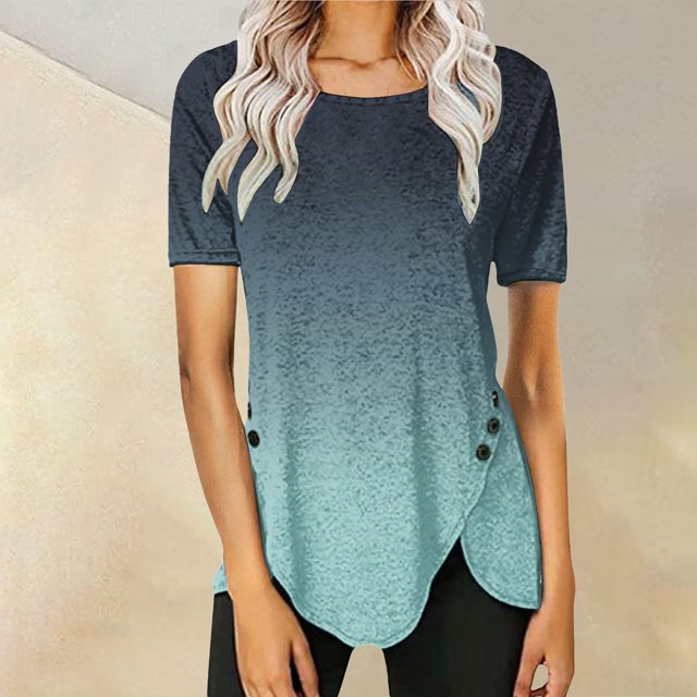 T-Shirt à Manches Courtes pour Femmes Seductiva en Liquidation, Col Rond d'Été pour Femmes, Imprimé Floral Irrégulier, Ample et Décontracté