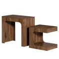 thumbnail image 2 of Yardi Yarda Modern Nesting Side Table Set, 2 - Piece Wooden End Tables, Open-Shelf Storage for Indoor, Dark Brown, 2 of 7