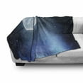 thumbnail image 3 of Moon Soft Flannel Fleece Blanket, Night Sky with Stars Full Moon Universe Space Heavenly Bodies Romantic Evening, Cozy Plush for Indoor and Outdoor Use, 70" x 90", Black Blue White, by Ambesonne, 3 of 6