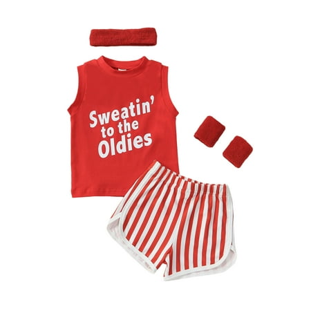 

Mioliknya Toddler Workout Costume Tank Tops with Shorts Headband Wristbands Set