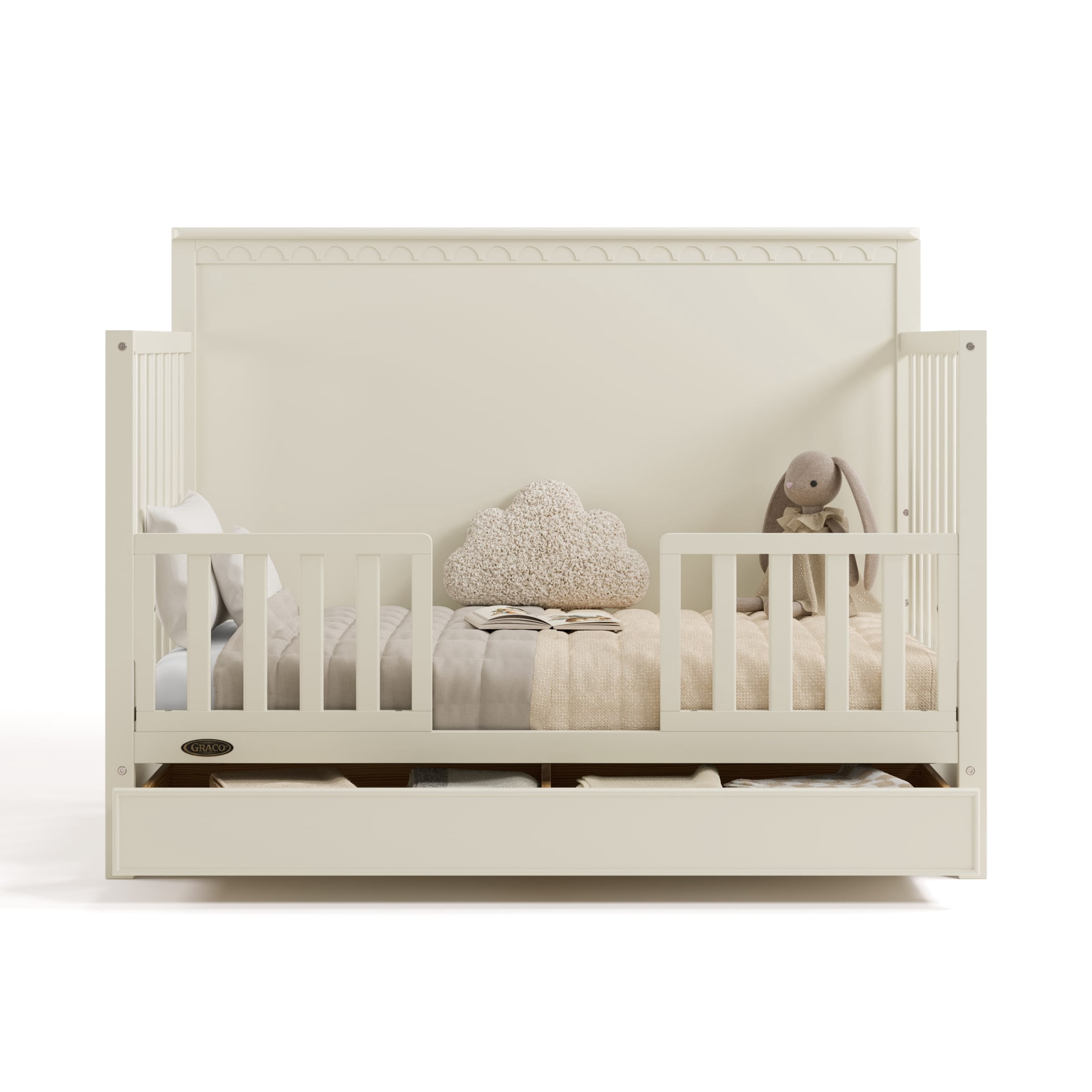 Graco Sasha 5-in-1 Convertible Baby Crib with Drawer, Frosted Oat