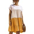 thumbnail image 1 of Femmes Été Robe Tunique Col Rond Manches Courtes Volant Casual Flowy Babydoll Balançoire Mini Shift Robes, 1 of 8