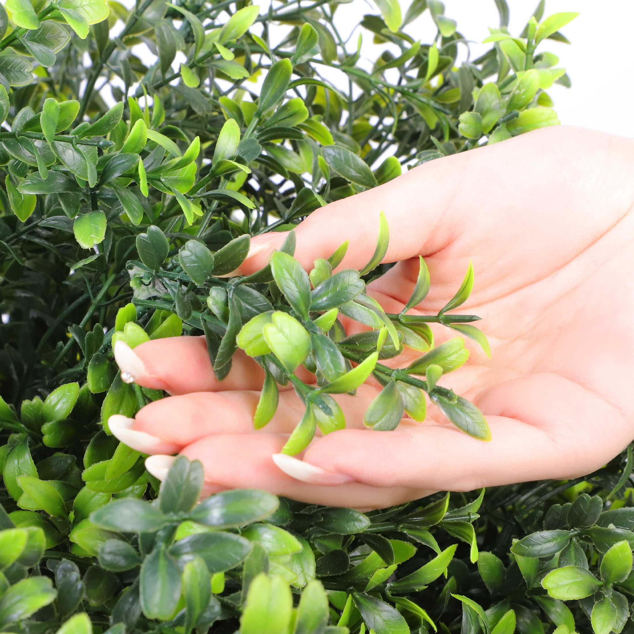 HKKDKTA 2 Pack Artificial Boxwood Topiary Ball Trees with Ground Spike,UV Resistant Faux Bushes Plants for Indoor Outdoor Garden Patio Decor