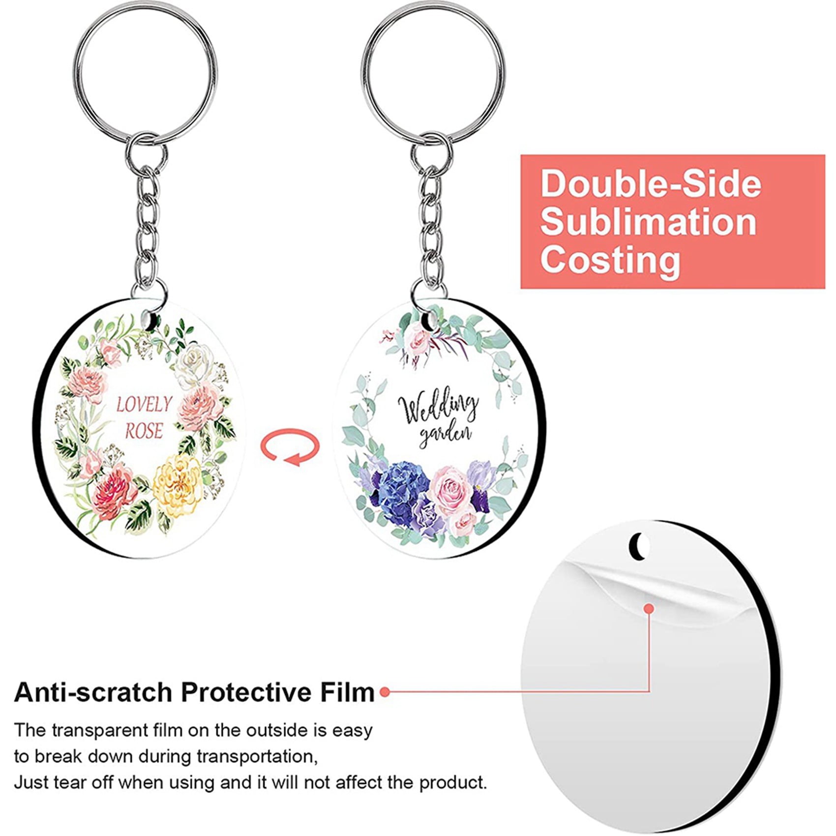 300PCS Sublimation Blanks Keychains Bulk, Keychains Ornament Set for Crafts, Jewelry Making