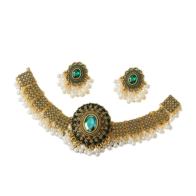 Conjunto de Collar Vintage Magnífico de Moda para Fiesta Verde