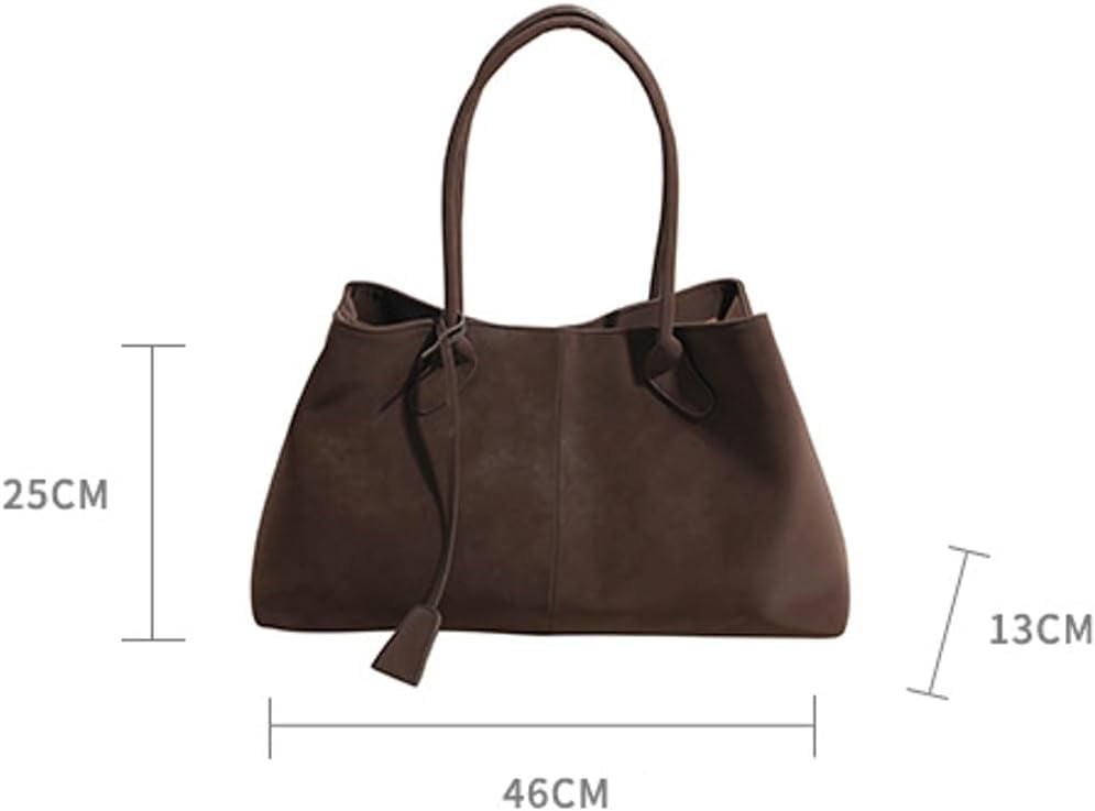 Trendy Suede Shoulder Bag for Women Casual Purse Large Tote Bag Handbag Top Handle Satchel Commuter Underarm Bags