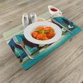 thumbnail image 2 of Ambesonne Mountain Place Mats Set of 4, Boho View Fantasy Woods, Standard Size, Blue Salmon Seafoam, 2 of 5