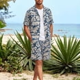 thumbnail image 2 of IROINNID Men's 2 Piece Tropical Leaf Print Outfit Short Sleeve Button Down Shirt and Drawstring Waist Shorts Set Casual Vacation Beachwear Summer Matching Set, 2 of 9