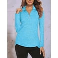 thumbnail image 2 of Women'S 1/4 Zip Shirts UPF 50+ Sun Protection Pullover Long Sleeve Quick Dry Workout Hiking Athletic Shirts  Blue L, 2 of 5