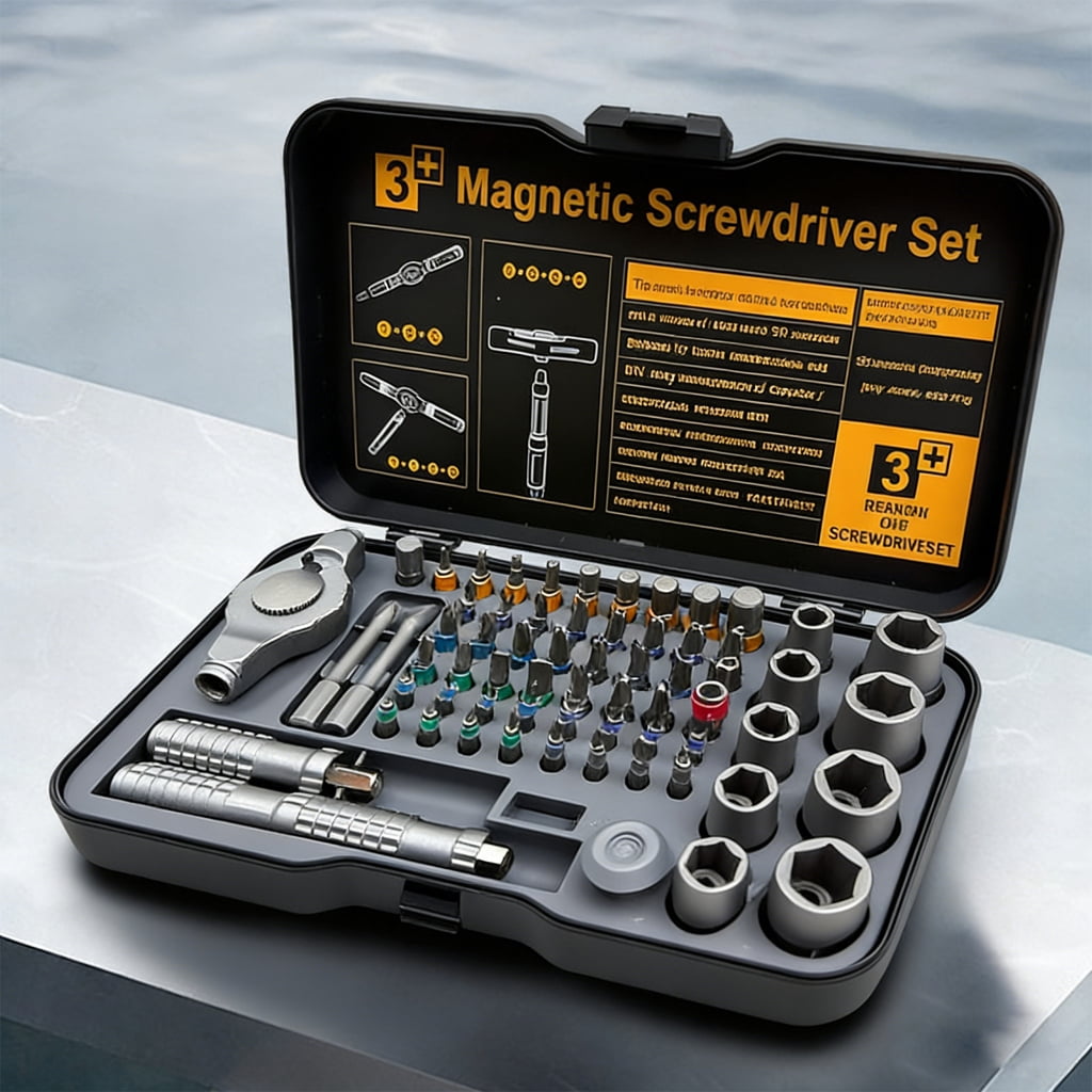 Premium 66 Piece Screwdriver Set Featuring Steel Shafts And Storage Case Ergonomic Screwdriver