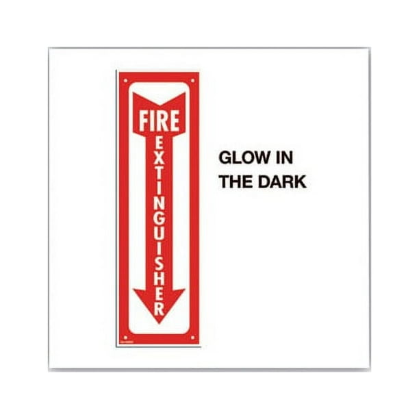 Glow-In-The-Dark Safety Sign, Fire Extinguisher, 4 x 13, Red Glow-In-The-Dark Safety Sign, Fire Extinguisher, 4 x 13, Red