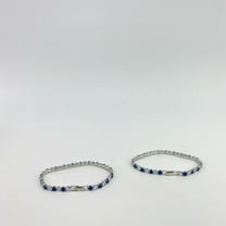 Oosofi Bangles,Round Multi-Color Birthstone White Gold Plated Tennis Bracelet, 7"